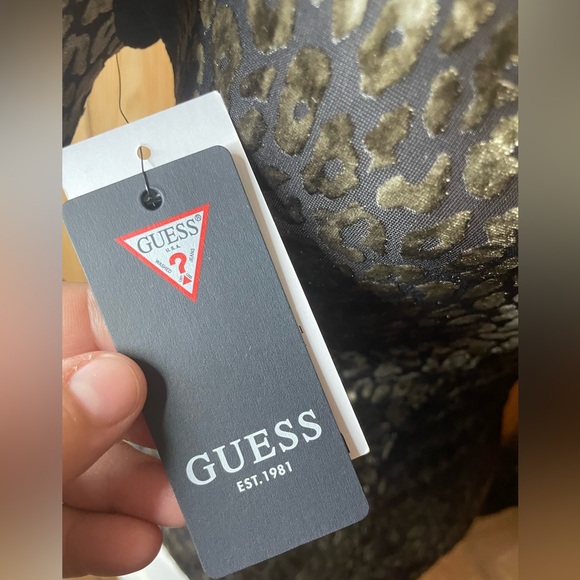 Guess Bodysuit Top Womens V-neck Leopard Print Velvet Sz XS Y2K 90s - Picture 8 of 13